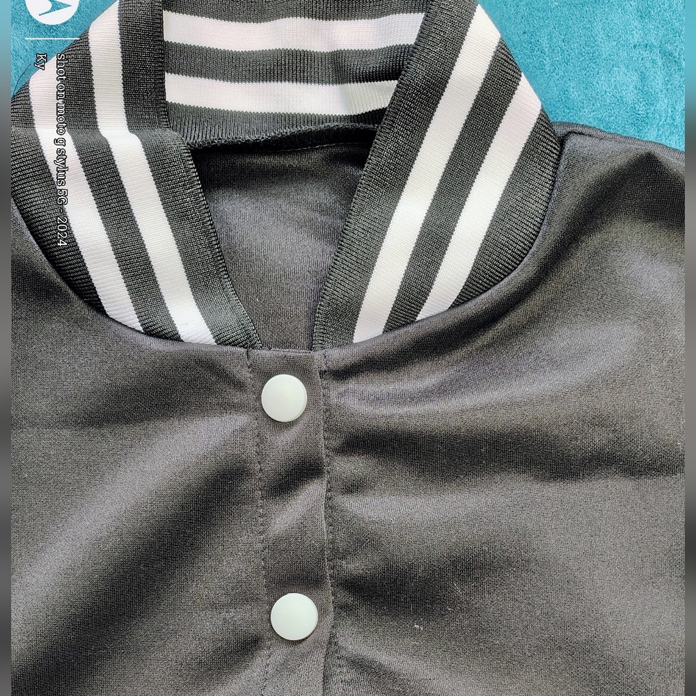 Black and White Varsity Jacket Women, Sz Medium